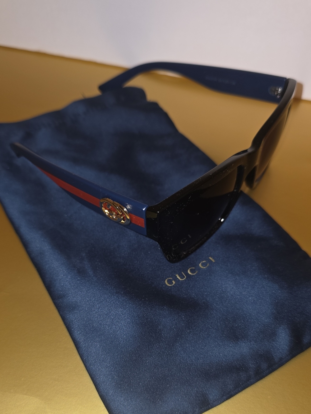 Gucci Blue Sunglasses with Red Stripe and Gold Logo No Box No Case